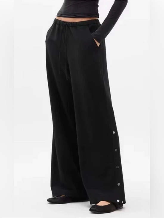 Athleta Pants - Athleta MVP Snap Pants Wide-Leg Black Activewear All Day Comfort Pants